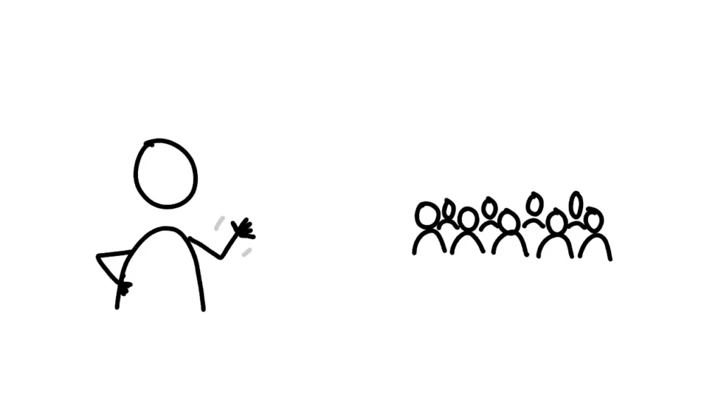 Two examples of how to draw a person using the u person method. One a single u person, the other a crowd.  