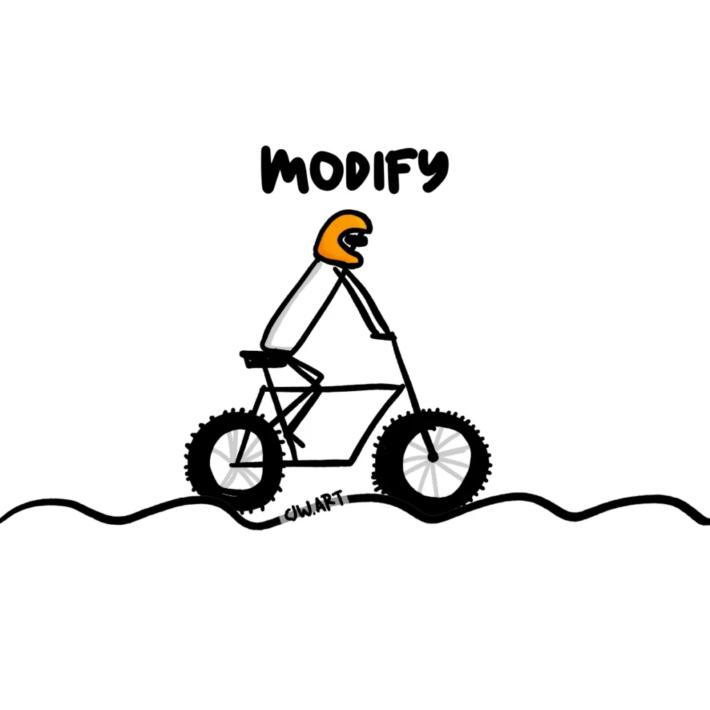 A bike with larger bike tyres to represent "modify" in the SCAMPER framework.